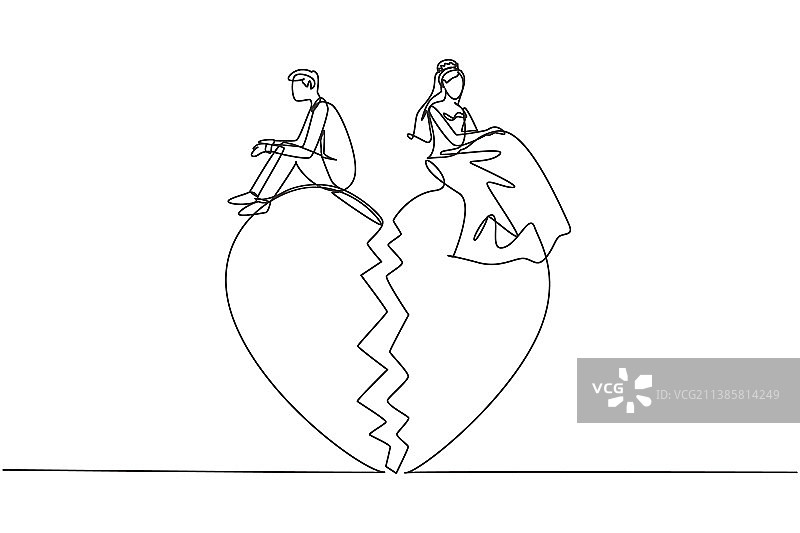 关系破裂连续单线画图片素材