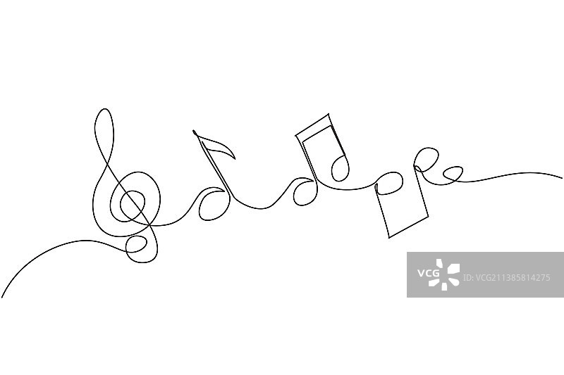 连续单线绘制抽象音符图片素材