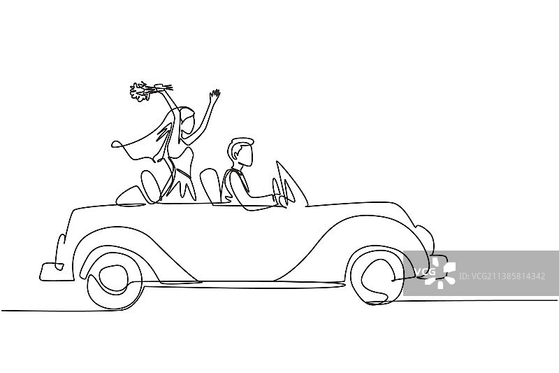 新婚夫妇单线画图片素材