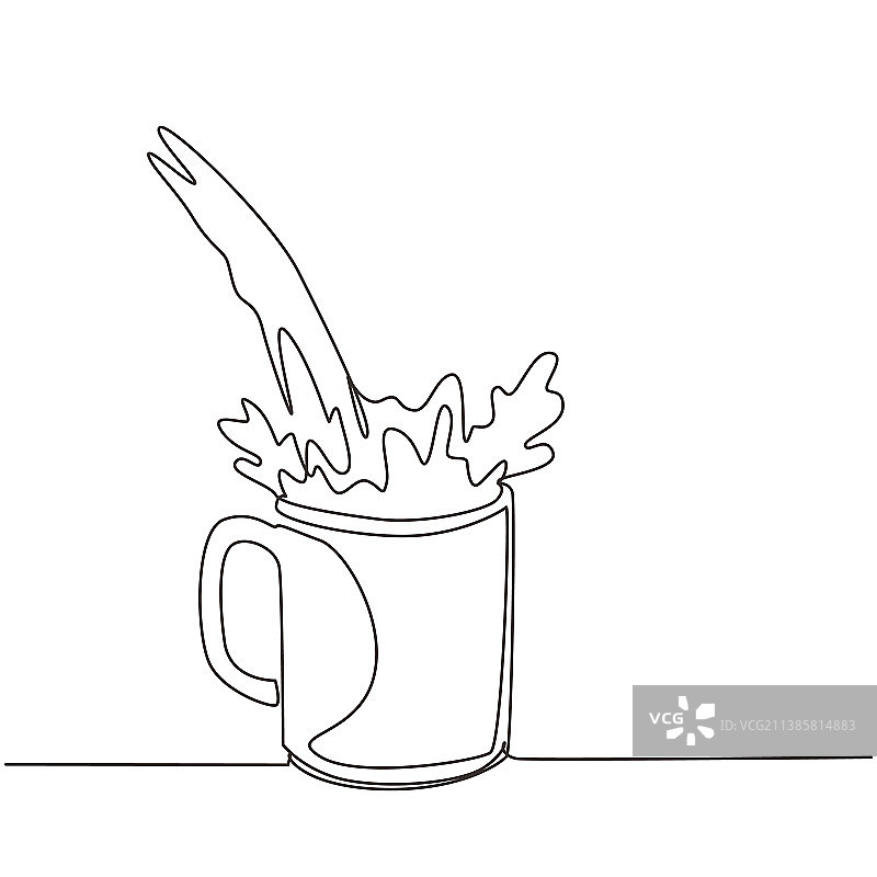 倒橙汁连续单线绘画图片素材