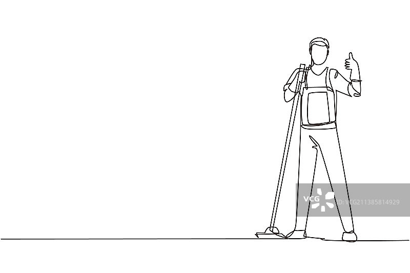 单线画地板护理和清洁图片素材