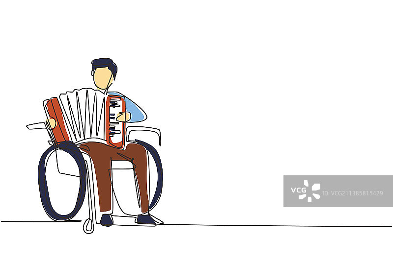 残疾帅哥单线连续绘图图片素材