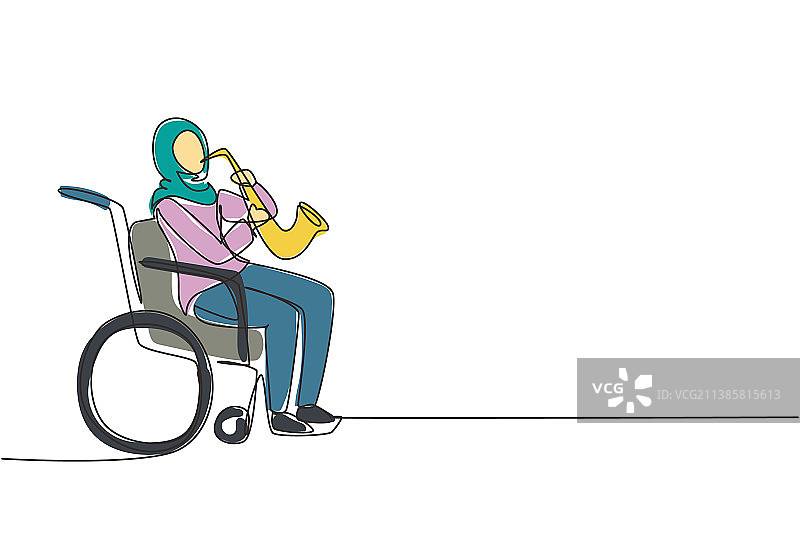 坐着的阿拉伯女性单线绘画图片素材