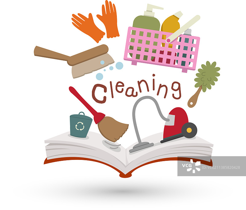 打开的书和清洁概念图标图片素材