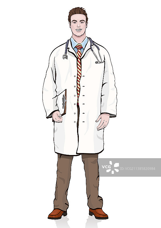 男医生正面卡通肖像图片素材