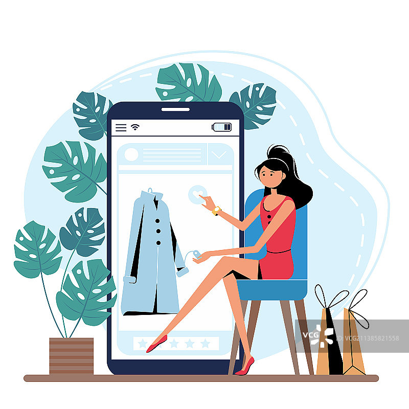 带手机屏幕的在线购物概念图片素材
