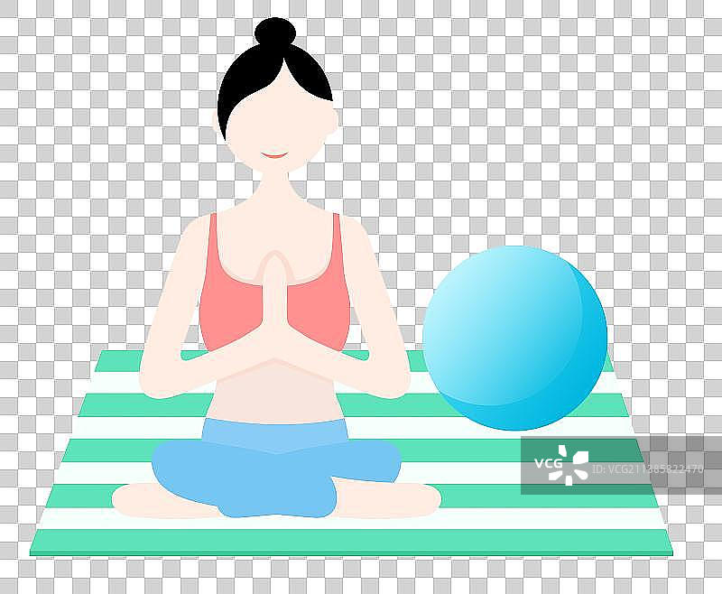 美丽女孩练瑜伽健康生活矢量插画素材图片素材