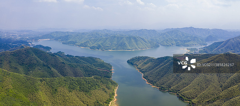 浙江湖州安吉孝丰赋石水库航拍图片素材
