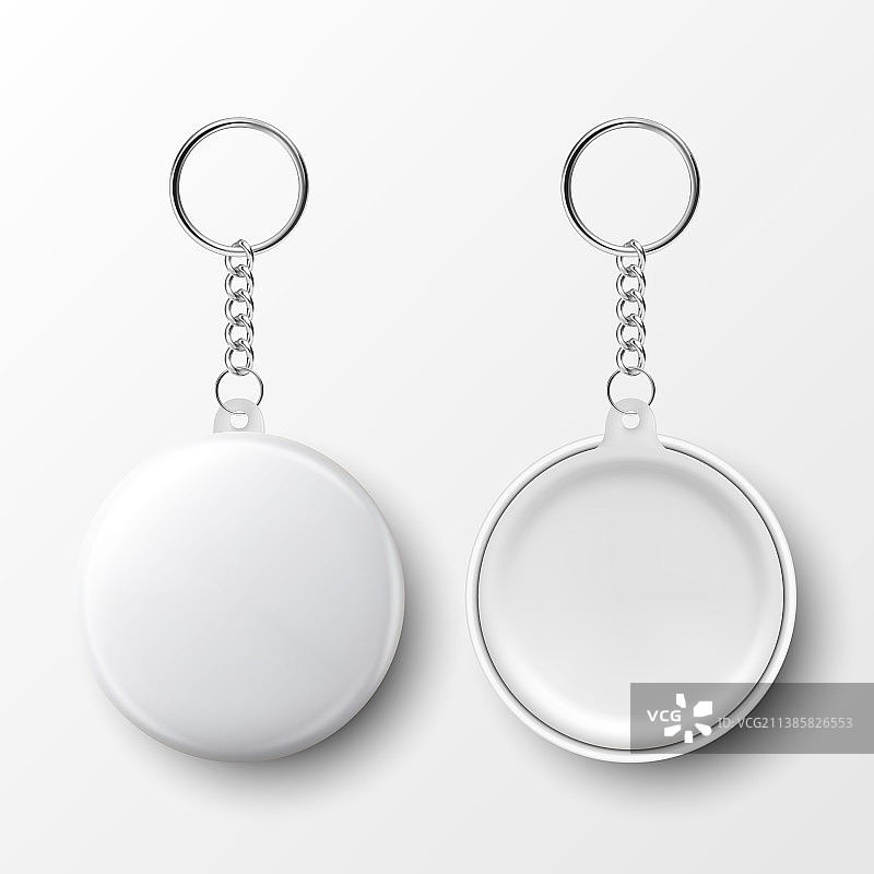 3D逼真白色圆形空白钥匙链图片素材