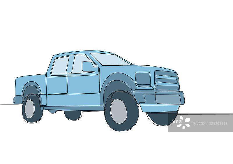 手绘连续线条：豪华皮卡图片素材