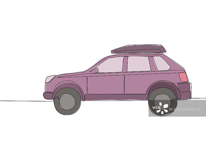 硬派SUV汽车连续线条画图片素材