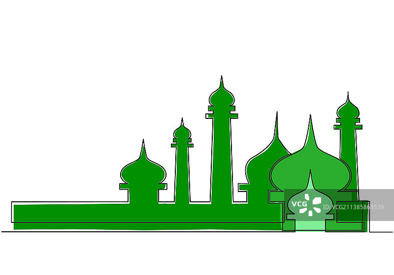 清真寺单线连续画图片素材