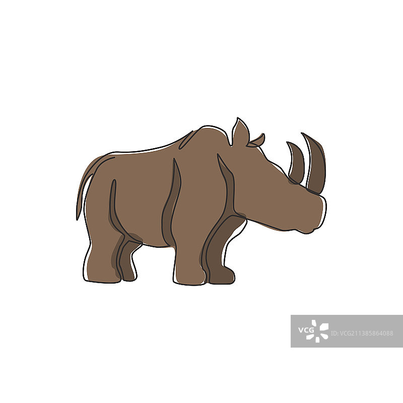 强壮的犀牛单线画图片素材