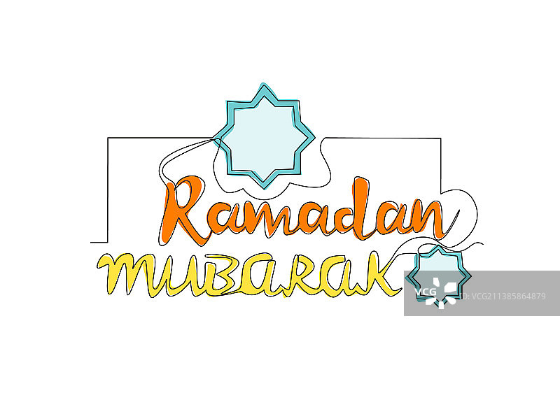 一笔画开斋节快乐图案图片素材