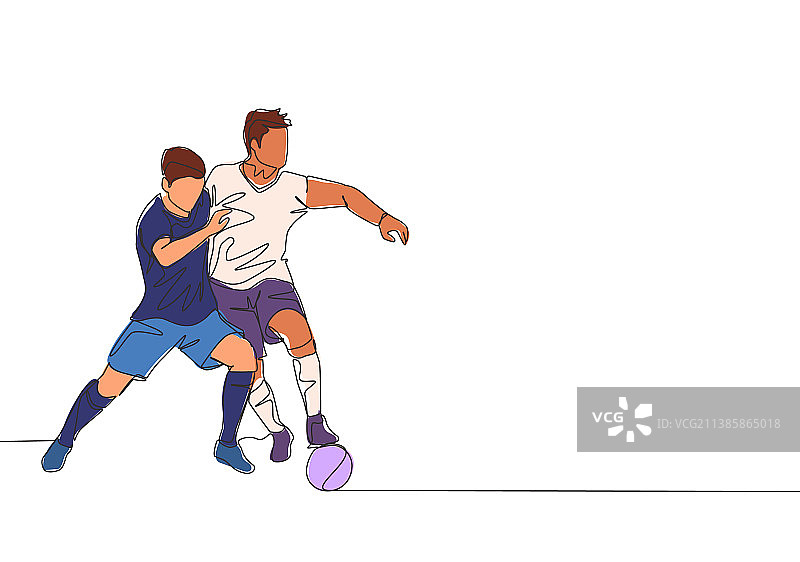 两个年轻人的连续线条画图片素材