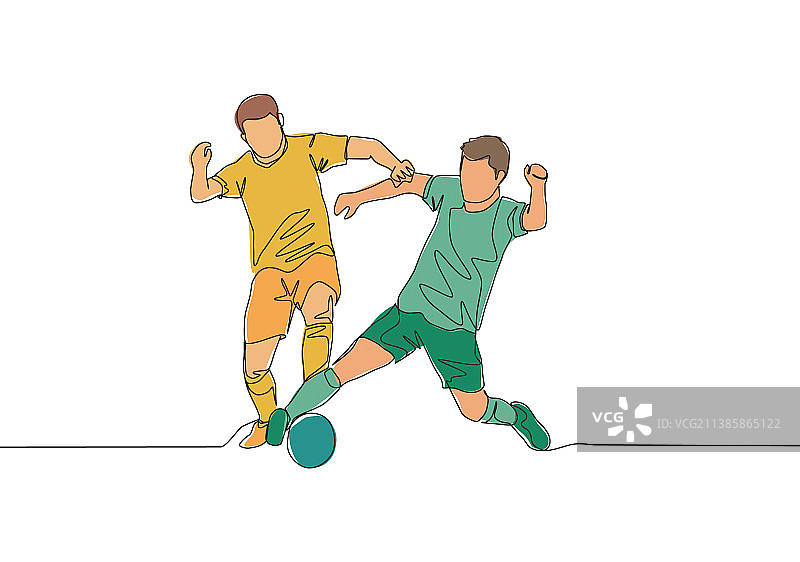 单线连续绘画：两个足球图片素材
