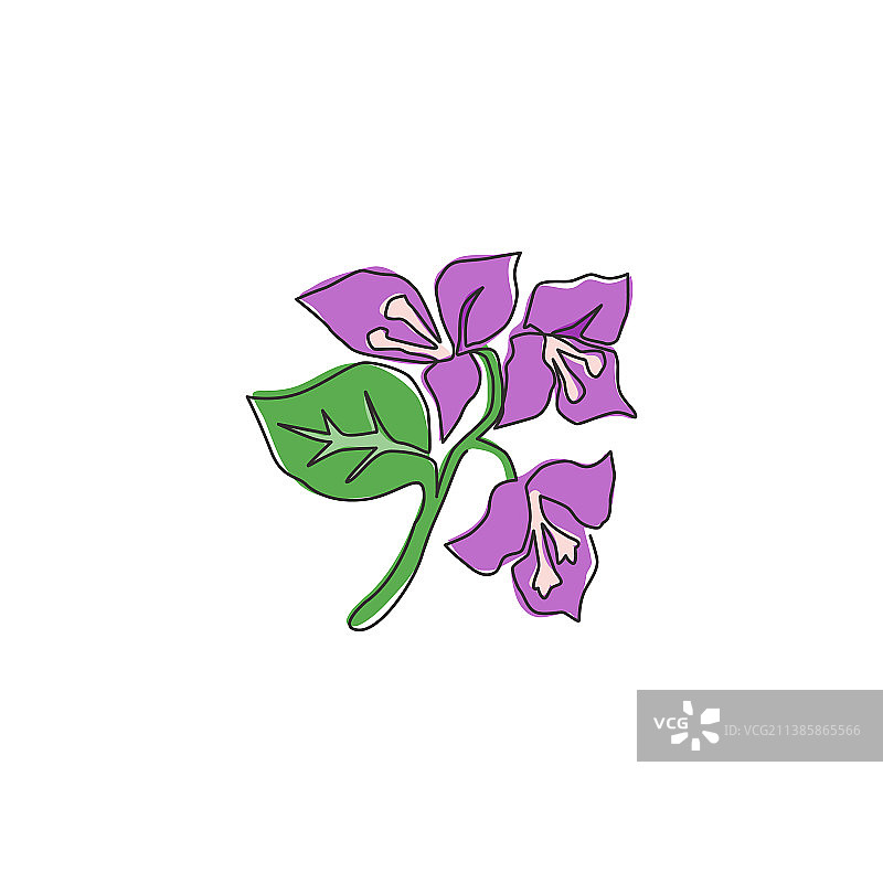 清新美女单线连续绘图图片素材