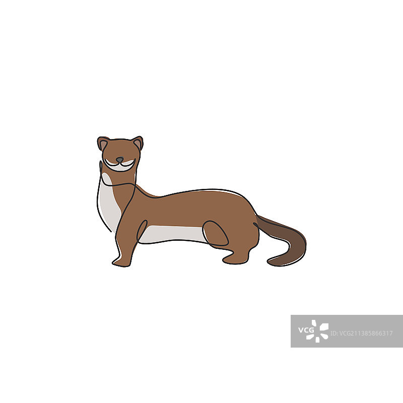 可爱的鼬鼠单线画图片素材