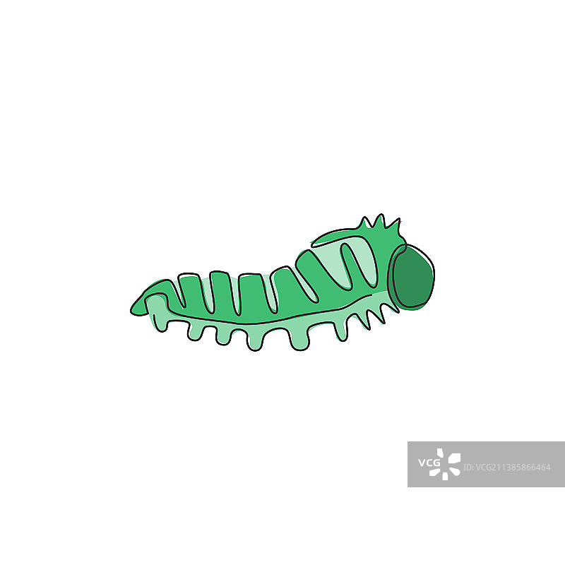 可爱毛毛虫单线绘画图片素材