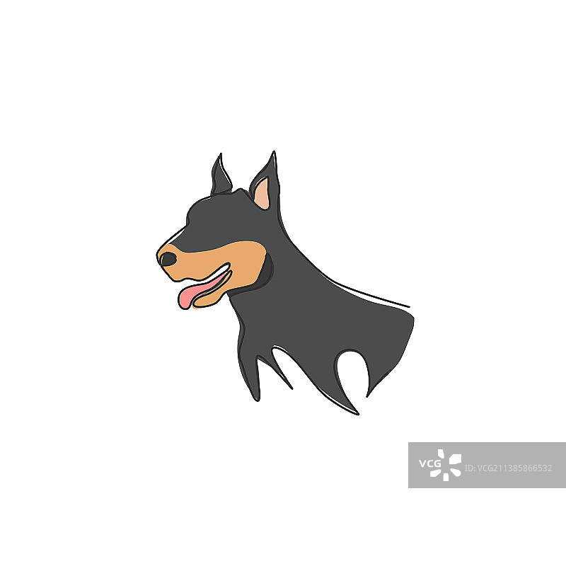 凶猛杜宾犬一笔画图片素材