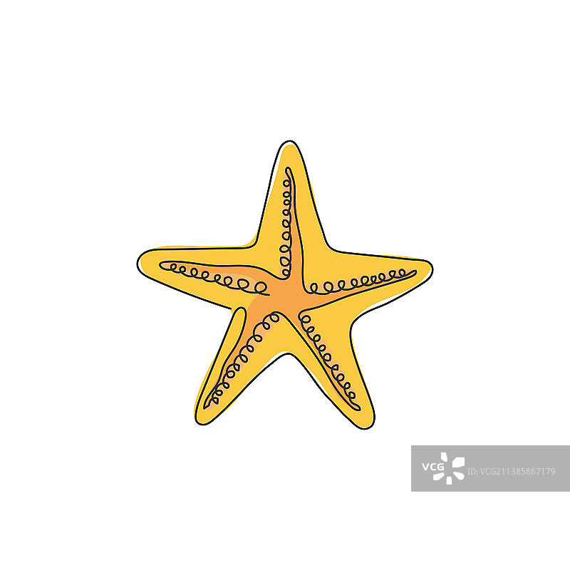 可爱的海星连续线条画图片素材