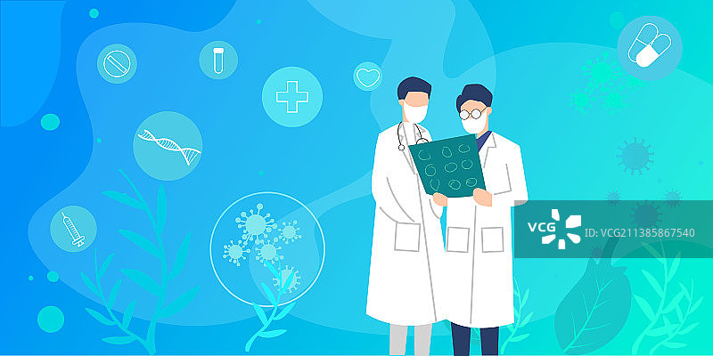 医生研究病例病毒感染的肺部的情景图片素材