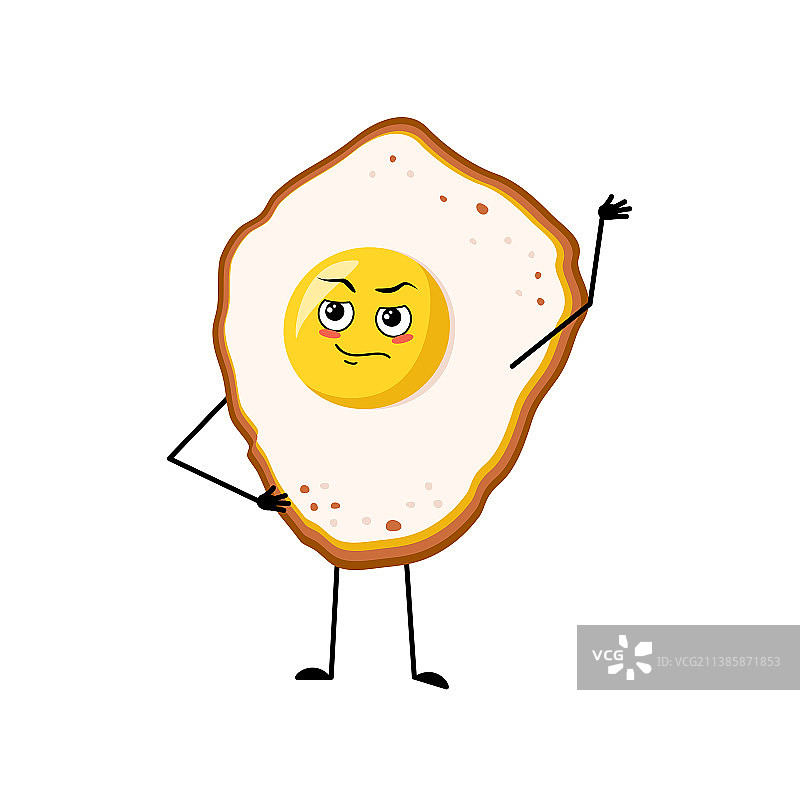 可爱的炒鸡蛋角色与蛋黄图片素材