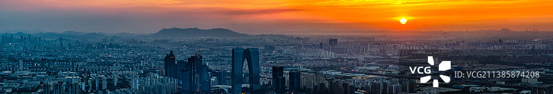 江苏苏州工业园区金鸡湖景区晚霞图片素材