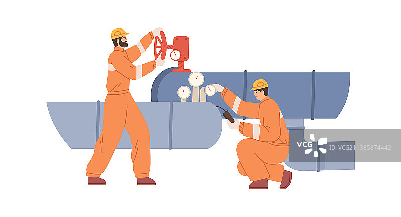 工人控制管道阀门图片素材