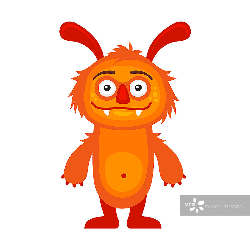 白色背景上的橙色卡通怪物图片素材