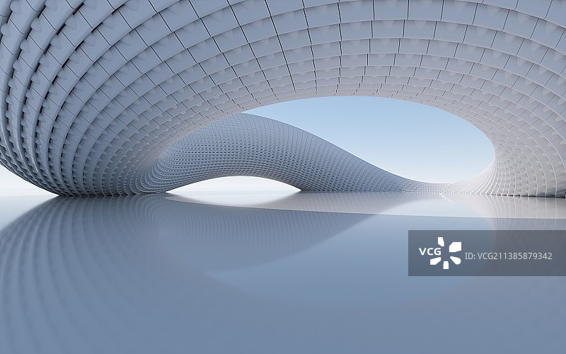 3D白色曲面建筑图片素材