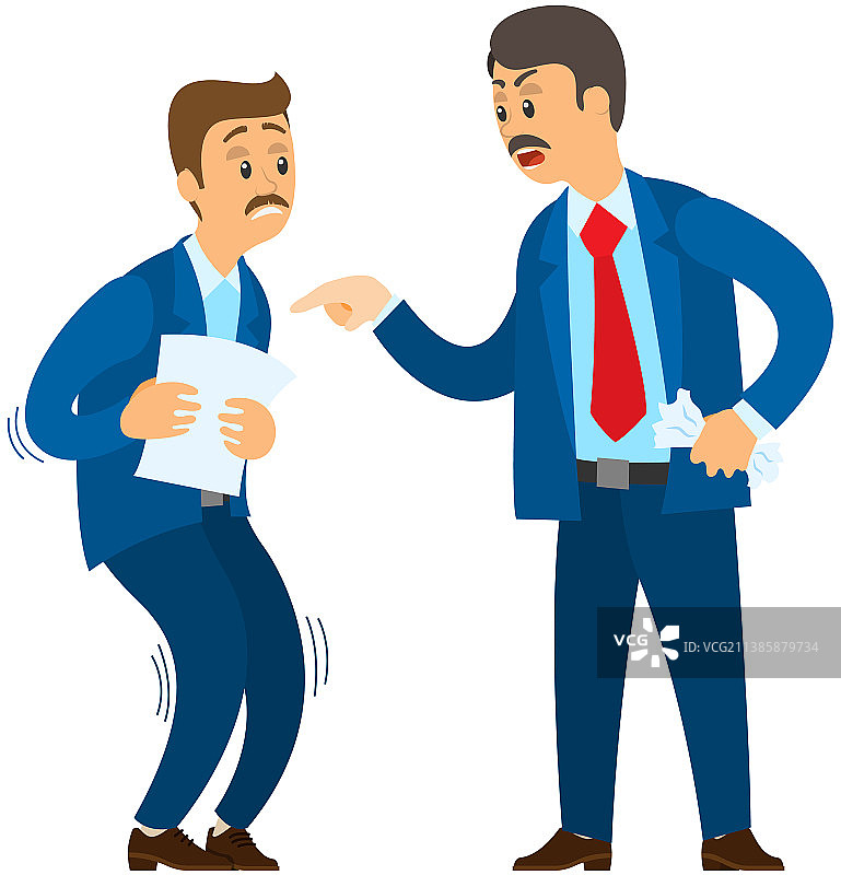 愤怒的老板对员工大喊大叫图片素材