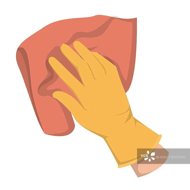 戴手套的手拿着抹布图片素材