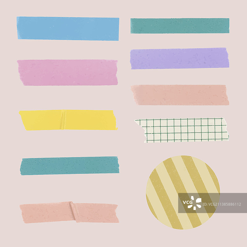 可爱的彩色日记和纸胶带剪贴画图片素材