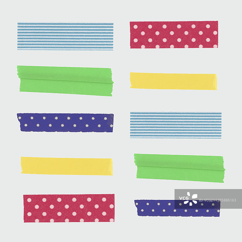 彩色圆点和纸胶带剪贴画图案图片素材