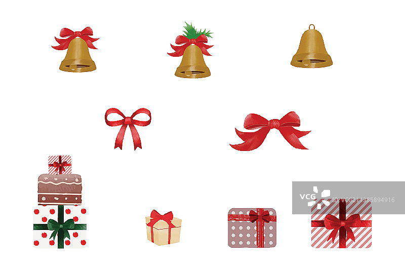 水彩圣诞新年花环图片素材