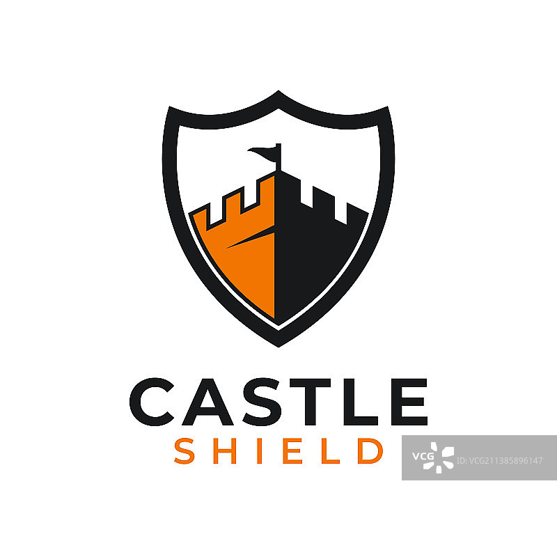 中世纪城堡盾牌标志设计图片素材