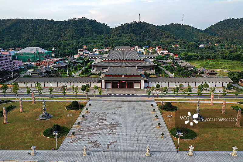 广东省韶关市曲江区南华禅寺曹溪讲坛航拍图片素材