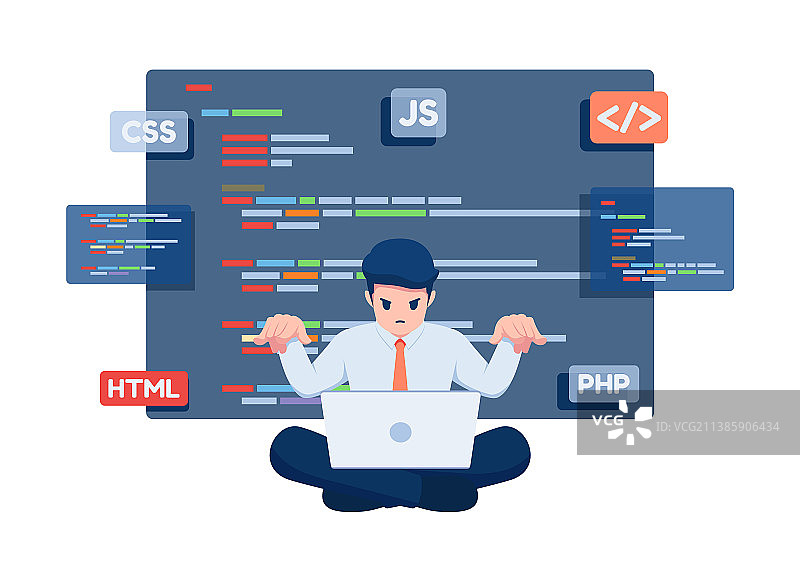 2.5D程序员工作场景图片素材