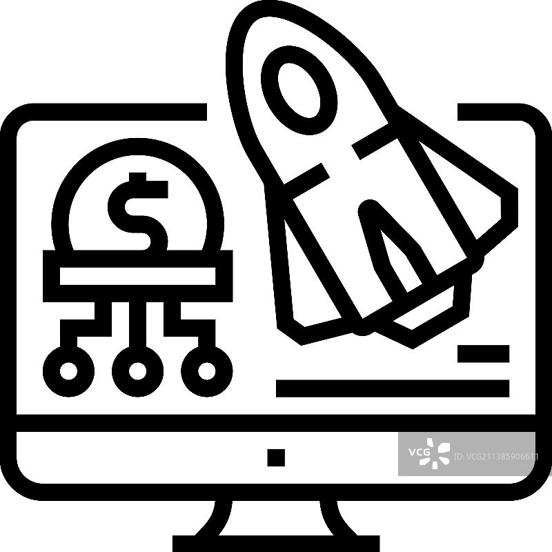 互联网赚钱创业线条图标图片素材