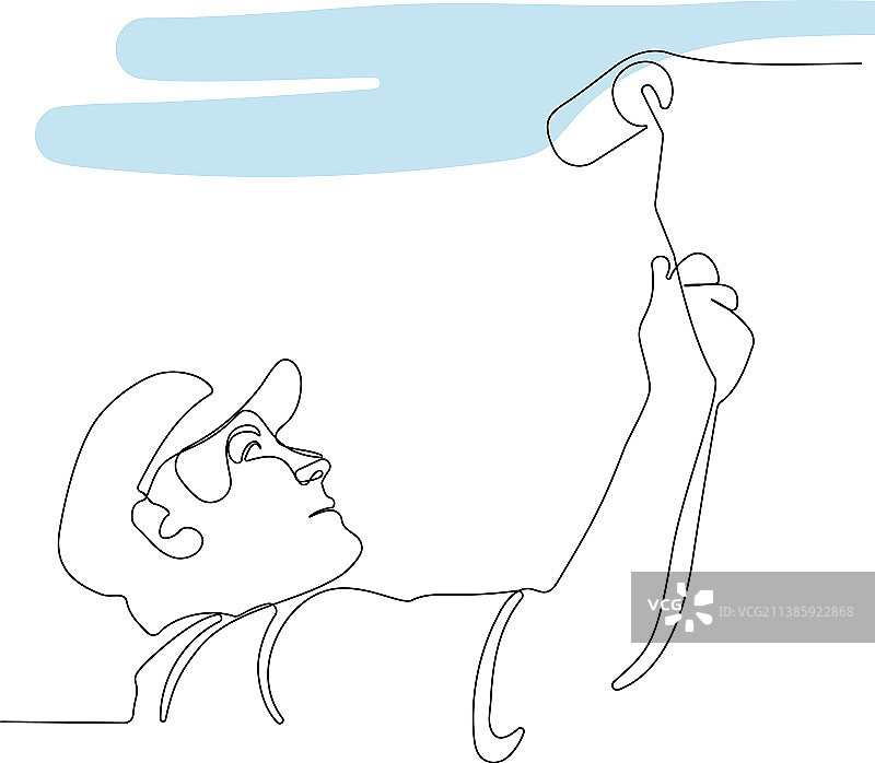 手持油漆刷和油漆桶图片素材