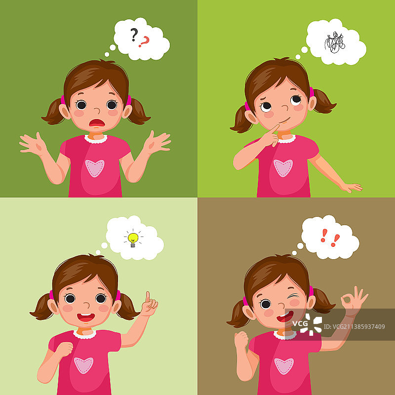 可爱小女孩思考过程图片素材