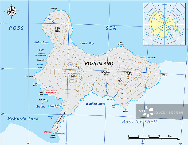 南极洲罗斯岛地图图片素材