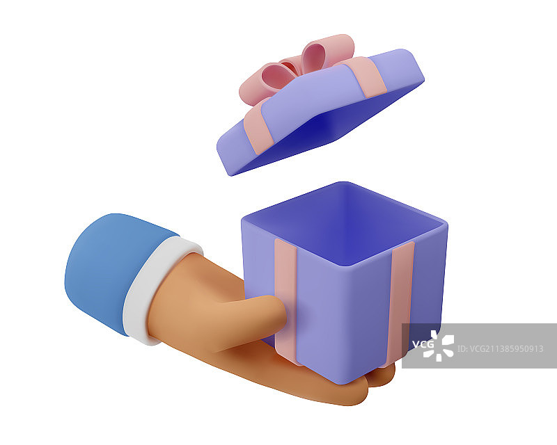 3D图标：手中打开的礼物图片素材