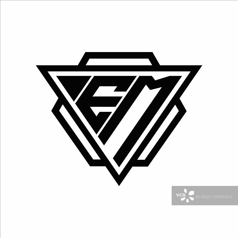 三角形和六边形EM字母组合图片素材