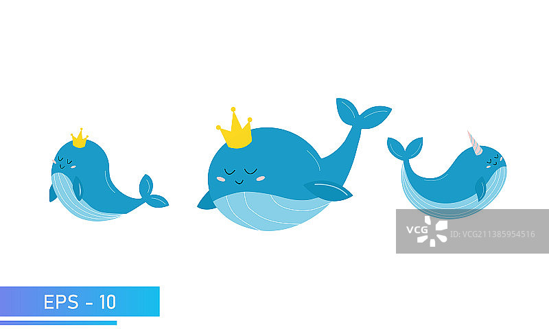 可爱的蓝色小鲸鱼图案合集图片素材