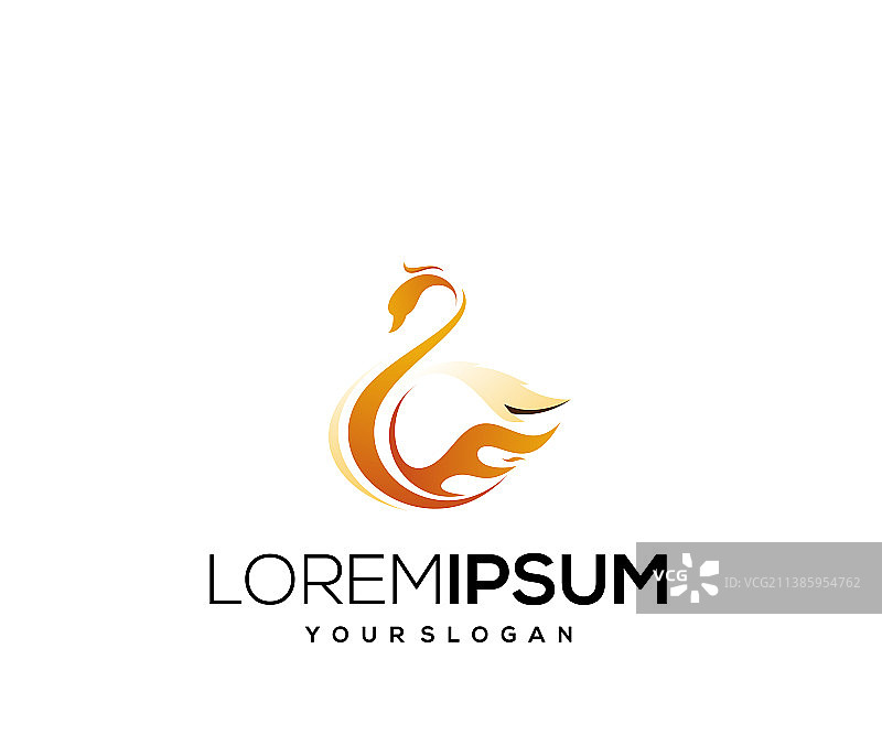 现代渐变色火焰鹅吉祥物Logo图片素材