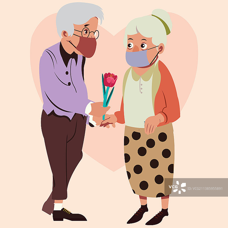 老年夫妇卡通头像图片素材