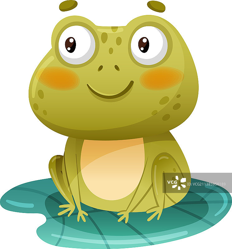 卡通青蛙坐在荷叶上图片素材