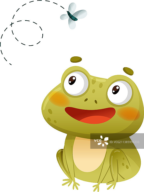 可爱卡通青蛙捕捉苍蝇图片素材